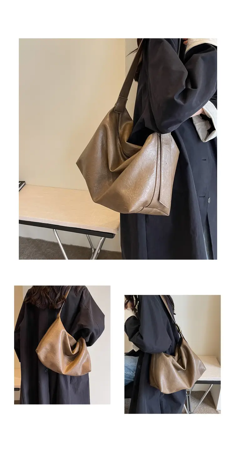 Women Large Capacity Brown Leather Shoulder Messenger Bag — feature 22