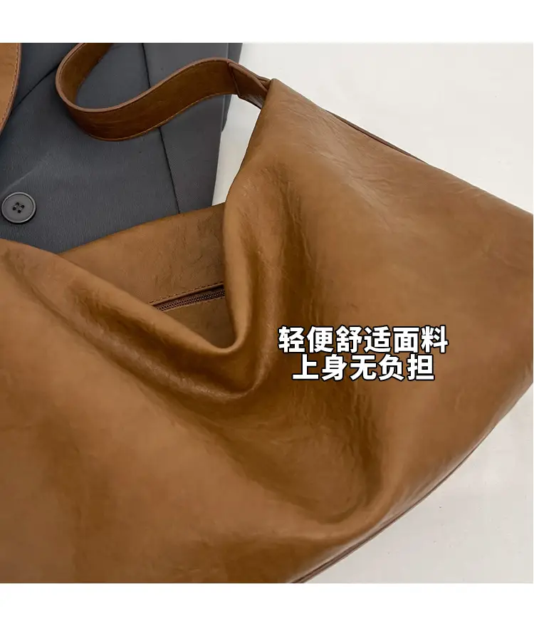 Women Large Capacity Brown Leather Shoulder Messenger Bag — feature 3