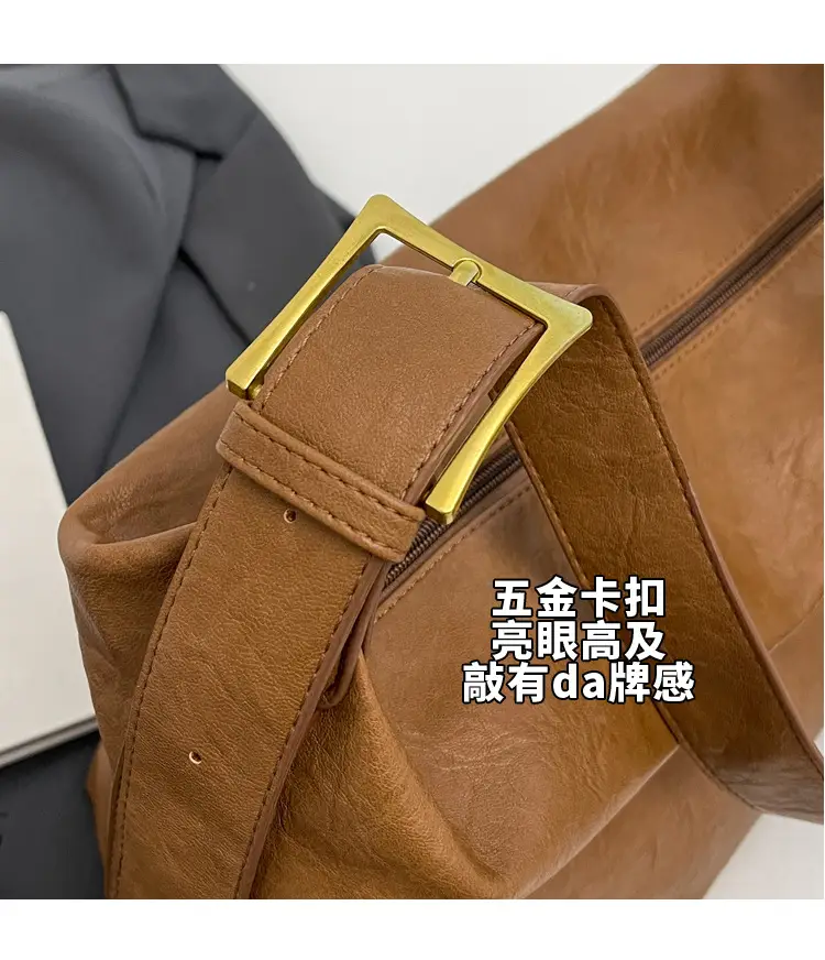 Women Large Capacity Brown Leather Shoulder Messenger Bag — feature 4