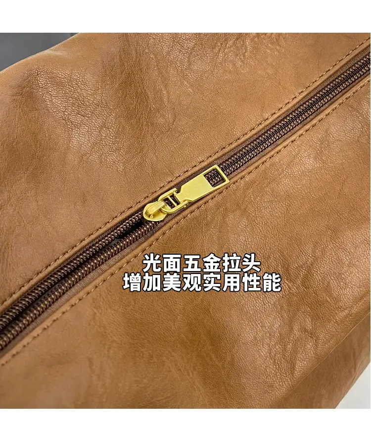 Women Large Capacity Brown Leather Shoulder Messenger Bag — feature 5