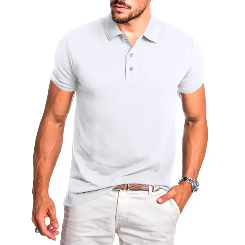 Men's White Polo Shirt Short Sleeve Summer Wear - Image 10