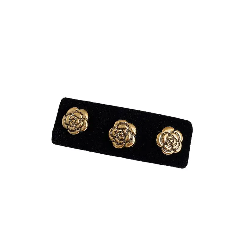 Black Velvet Rose Embroidered Hair Clips for Women - Image 7