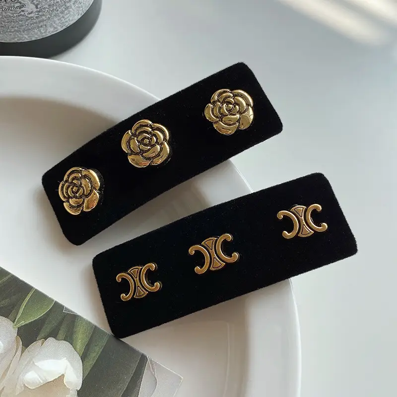 Black Velvet Rose Embroidered Hair Clips for Women — feature 29