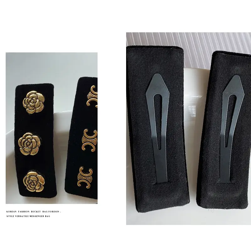 Black Velvet Rose Embroidered Hair Clips for Women — feature 30