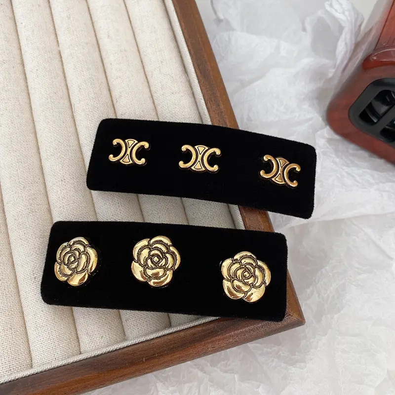 Black Velvet Rose Embroidered Hair Clips for Women — feature 31