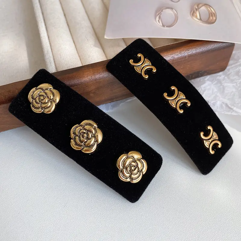 Black Velvet Rose Embroidered Hair Clips for Women — feature 32