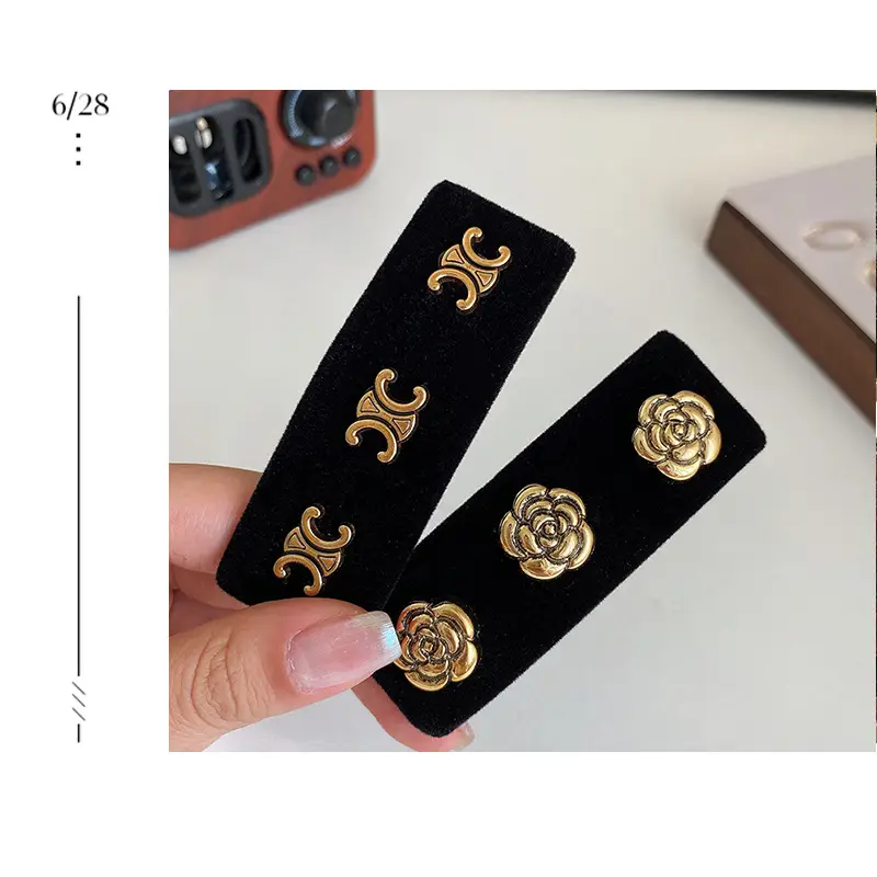 Black Velvet Rose Embroidered Hair Clips for Women — feature 33