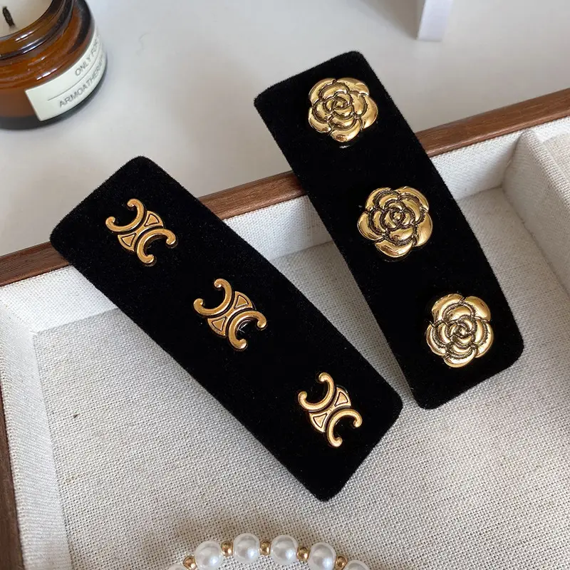 Black Velvet Rose Embroidered Hair Clips for Women — feature 34