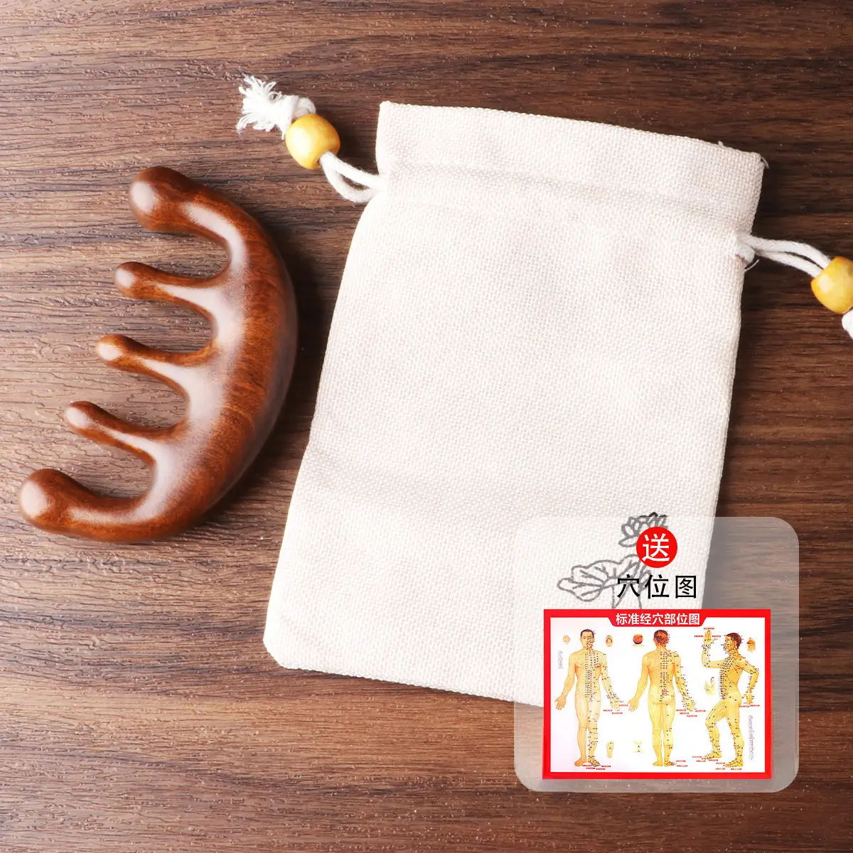 Wooden Scalp Massage Comb for Meridian Unblocking, 9.2cm x 5.8cm - Image 9
