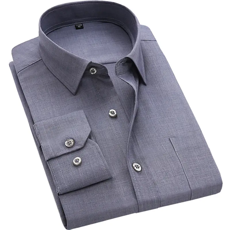 Middle-aged Men Long Sleeve White Shirt Straight Cut - Image 21
