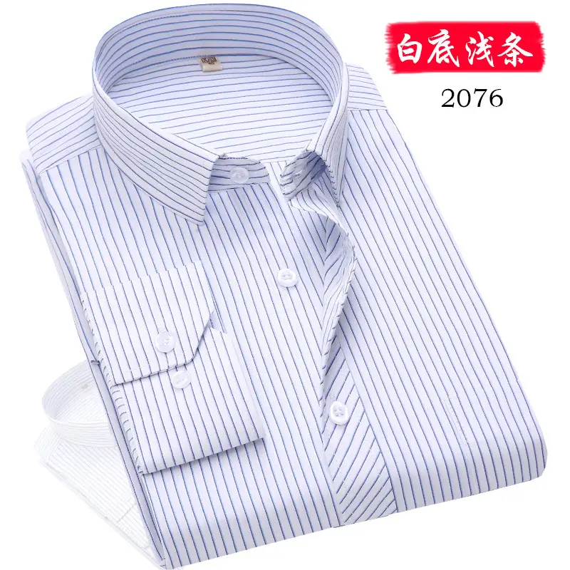 Middle-aged Men Long Sleeve White Shirt Straight Cut - Image 10