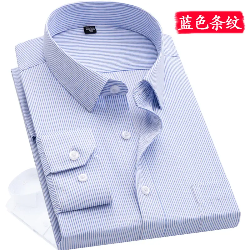 Middle-aged Men Long Sleeve White Shirt Straight Cut - Image 11