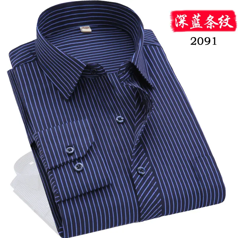 Middle-aged Men Long Sleeve White Shirt Straight Cut - Image 12