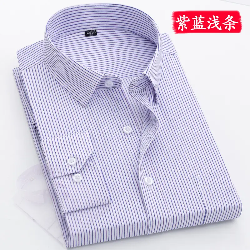Middle-aged Men Long Sleeve White Shirt Straight Cut - Image 13