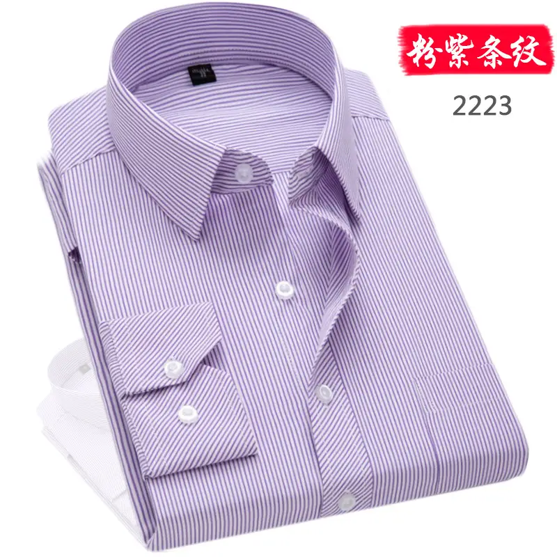Middle-aged Men Long Sleeve White Shirt Straight Cut - Image 14