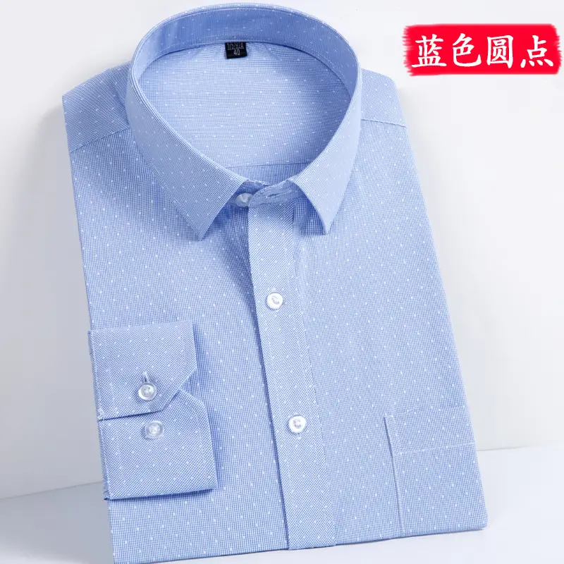 Middle-aged Men Long Sleeve White Shirt Straight Cut - Image 16