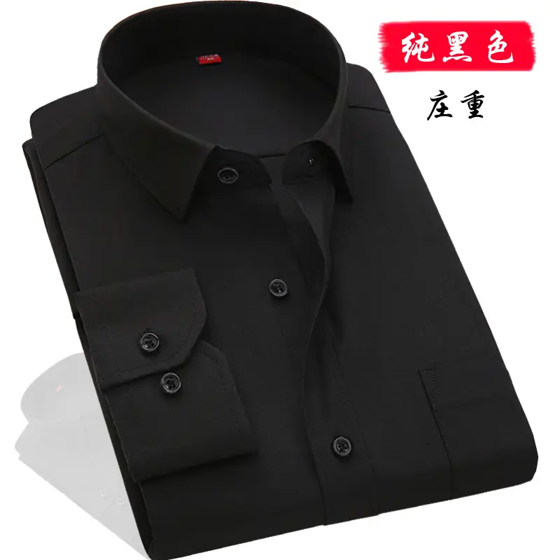 Middle-aged Men Long Sleeve White Shirt Straight Cut - Image 5