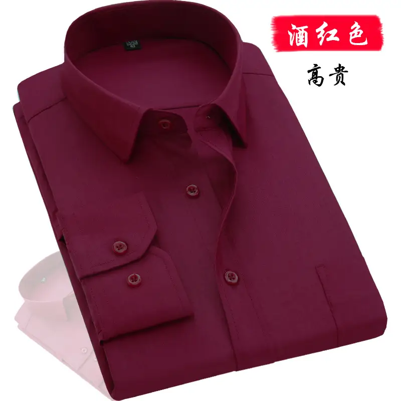 Middle-aged Men Long Sleeve White Shirt Straight Cut - Image 6
