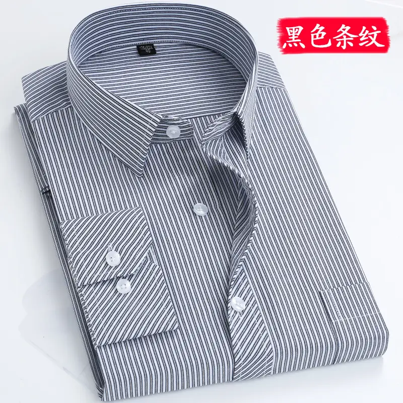 Middle-aged Men Long Sleeve White Shirt Straight Cut - Image 7