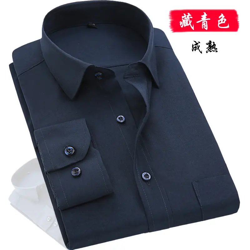 Middle-aged Men Long Sleeve White Shirt Straight Cut - Image 8