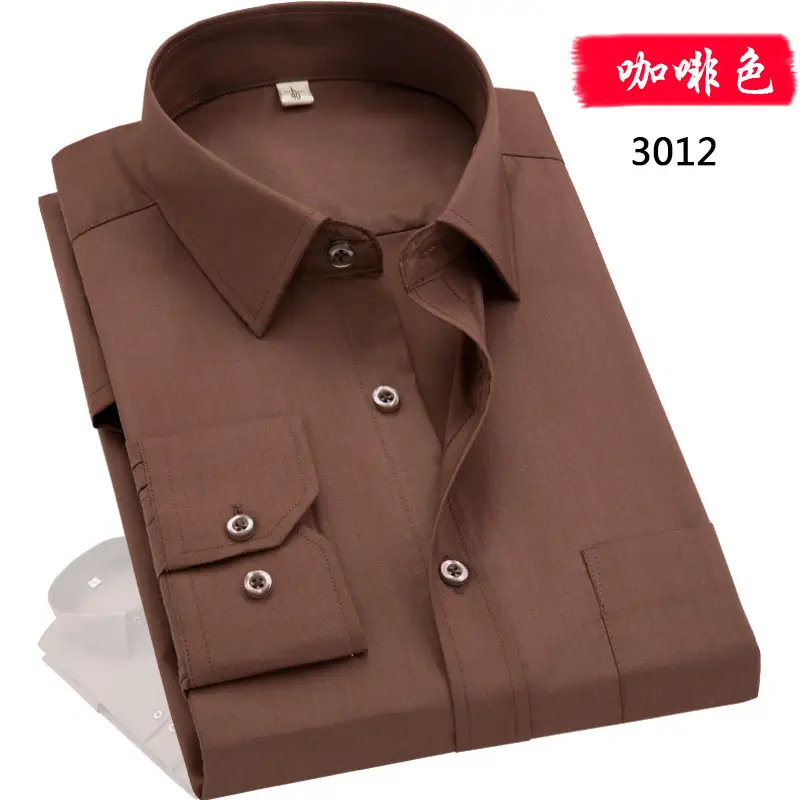 Middle-aged Men Long Sleeve White Shirt Straight Cut - Image 9