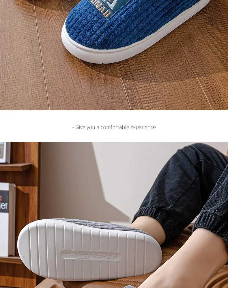 Men's plus size cotton slippers popular home room fleece-lined thickened warm non-slip autumn and winter home models can be Wholesale — feature 20