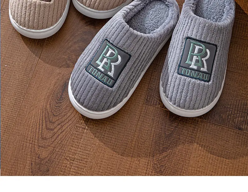 Men's plus size cotton slippers popular home room fleece-lined thickened warm non-slip autumn and winter home models can be Wholesale — feature 25