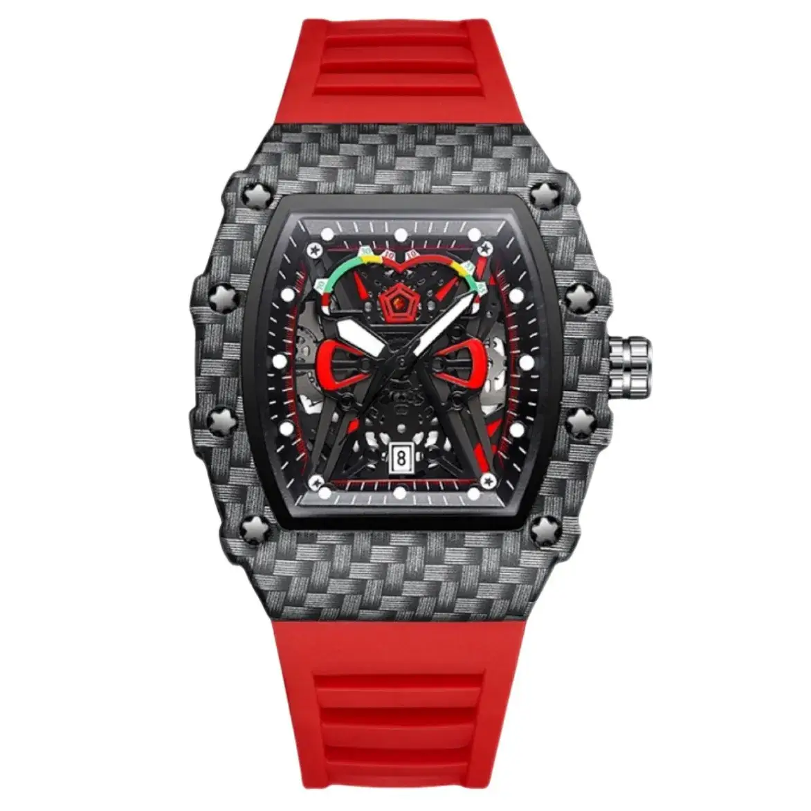 Guberson Men's Red Black Diamond Watch - Image 7