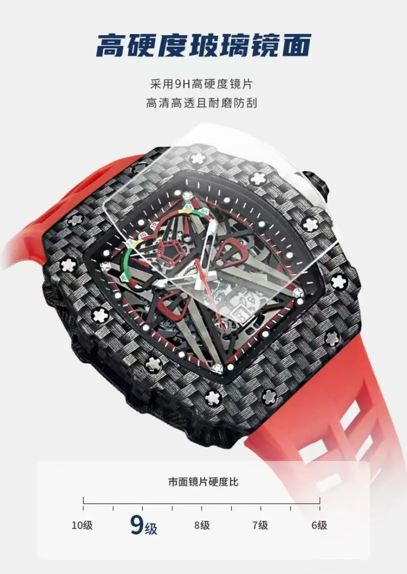 Guberson Men's Red Black Diamond Watch — feature 12