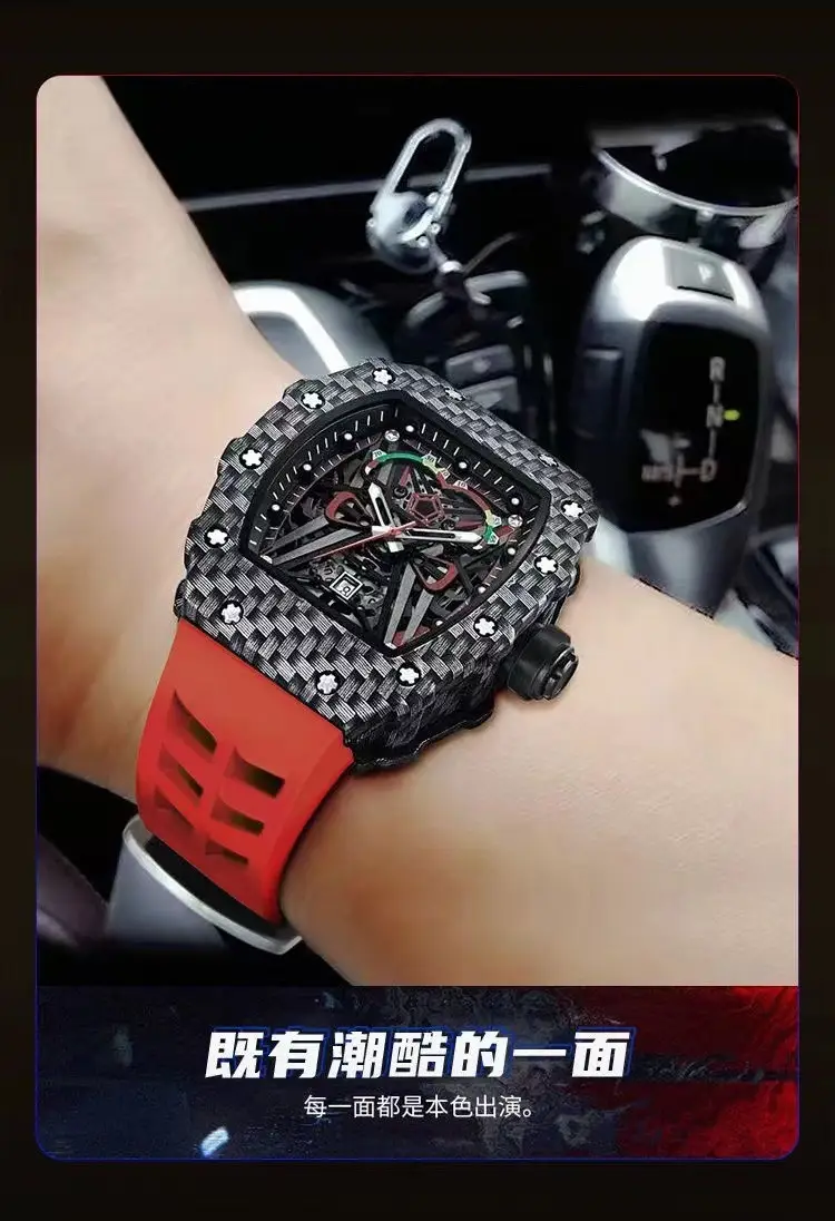 Guberson Men's Red Black Diamond Watch — feature 4