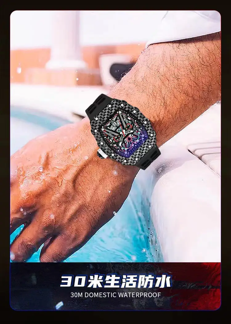 Guberson Men's Red Black Diamond Watch — feature 5