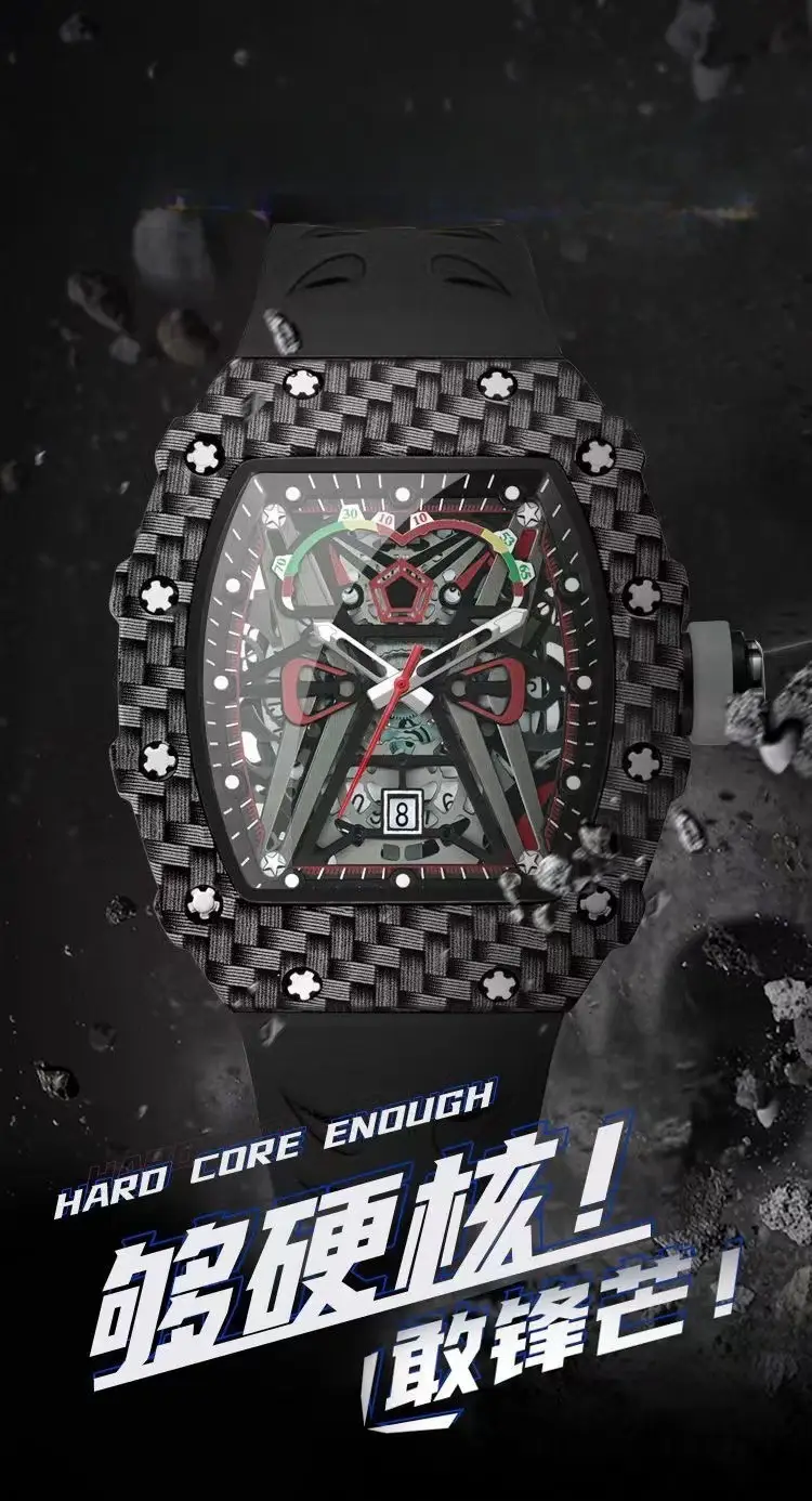 Guberson Men's Red Black Diamond Watch — feature 9