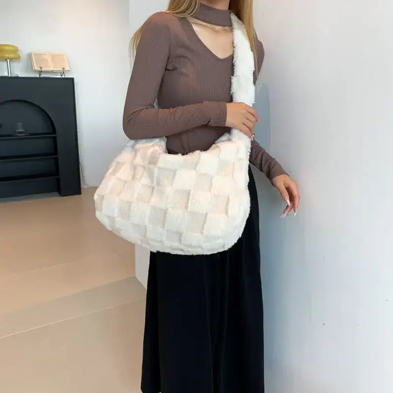 White Braided Shoulder Bag for Women - Image 9