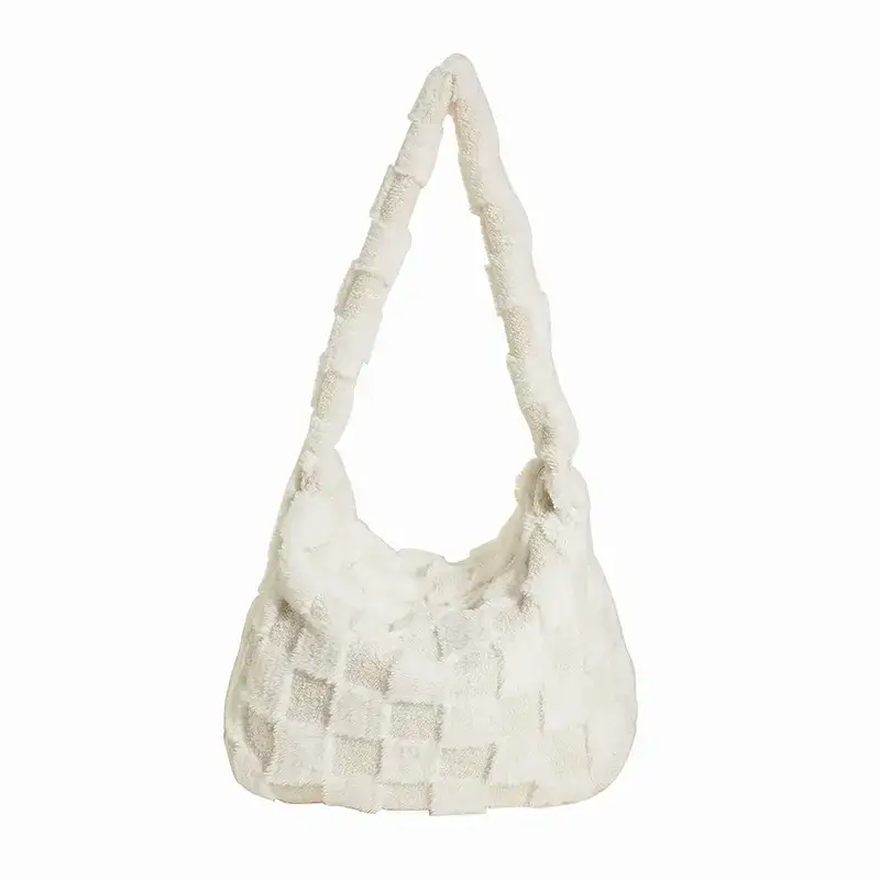 White Braided Shoulder Bag for Women - Image 5