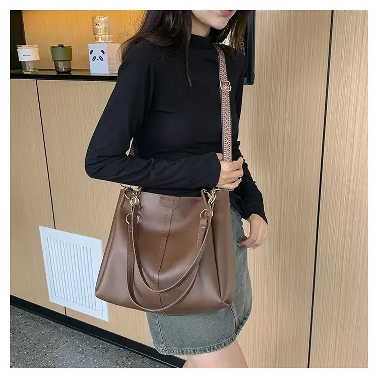 Korean Style Brown Tote Bag 2023 Autumn New — feature 18