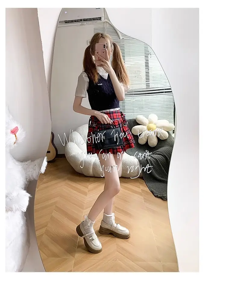 2025 Autum New Thick Heel Thick Sole Retro Preppy Style Jk Shoes Mary Jane Shoes Milk White Butterfly Small Leather Shoes for Women — feature 24