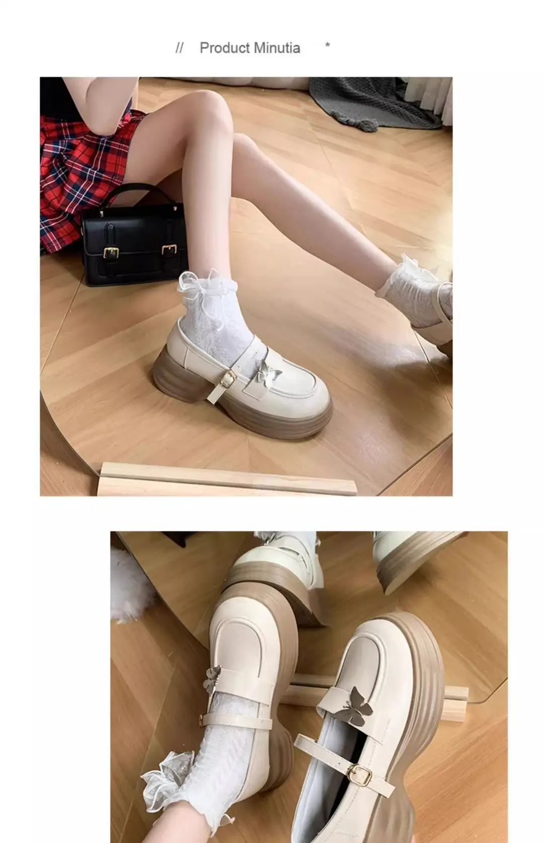 2025 Autum New Thick Heel Thick Sole Retro Preppy Style Jk Shoes Mary Jane Shoes Milk White Butterfly Small Leather Shoes for Women — feature 27