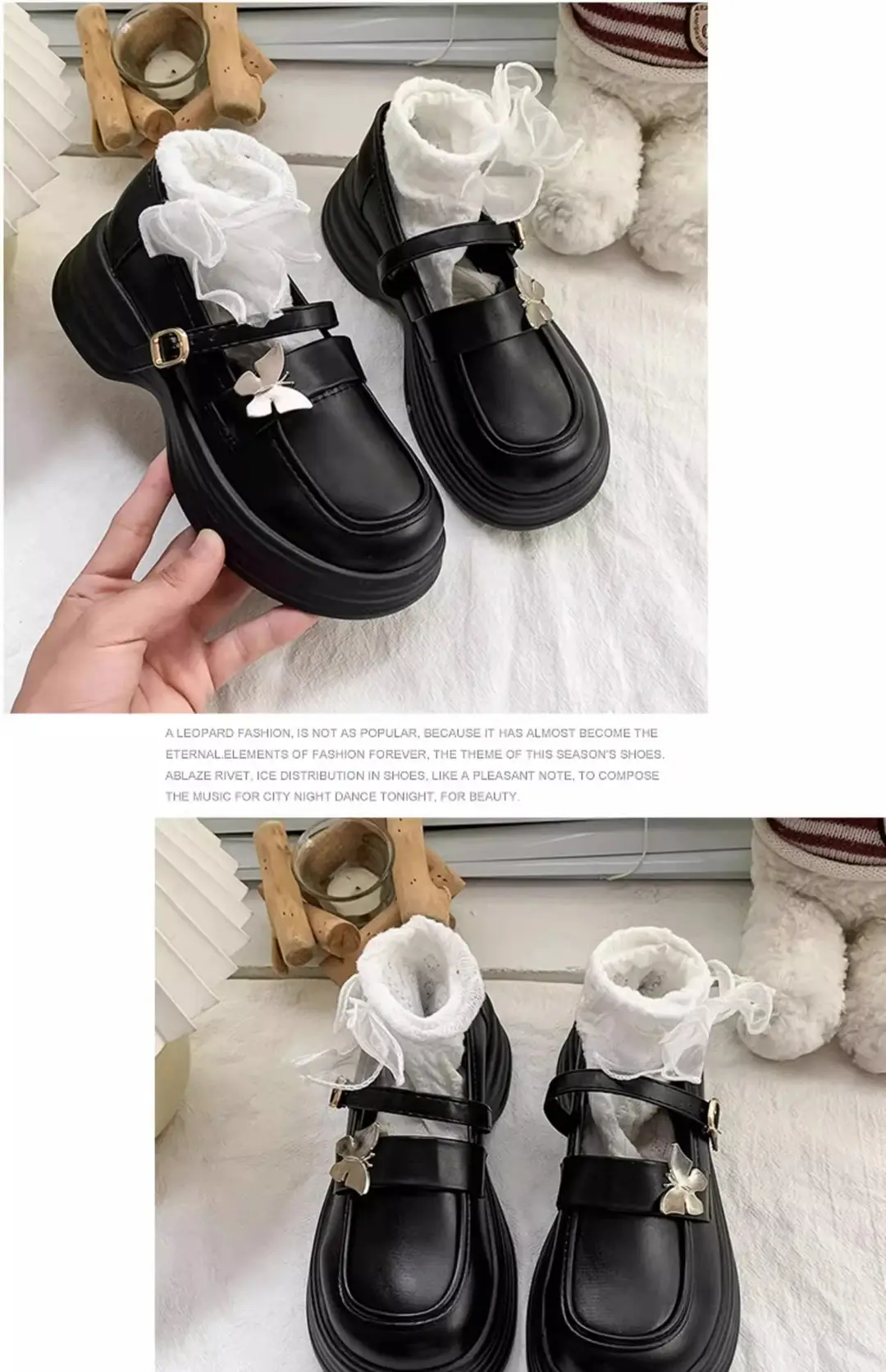 2025 Autum New Thick Heel Thick Sole Retro Preppy Style Jk Shoes Mary Jane Shoes Milk White Butterfly Small Leather Shoes for Women — feature 31