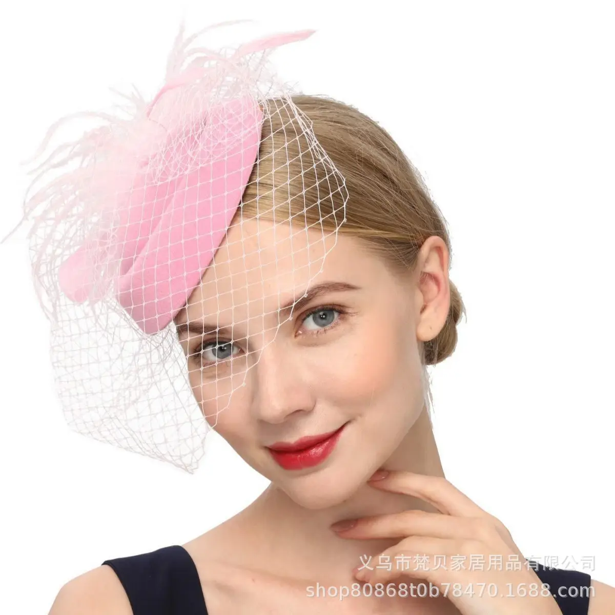 Orange Feather Hair Ornament with Net Cover for Women - Image 11