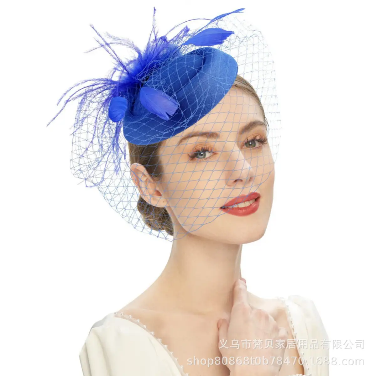 Orange Feather Hair Ornament with Net Cover for Women - Image 6