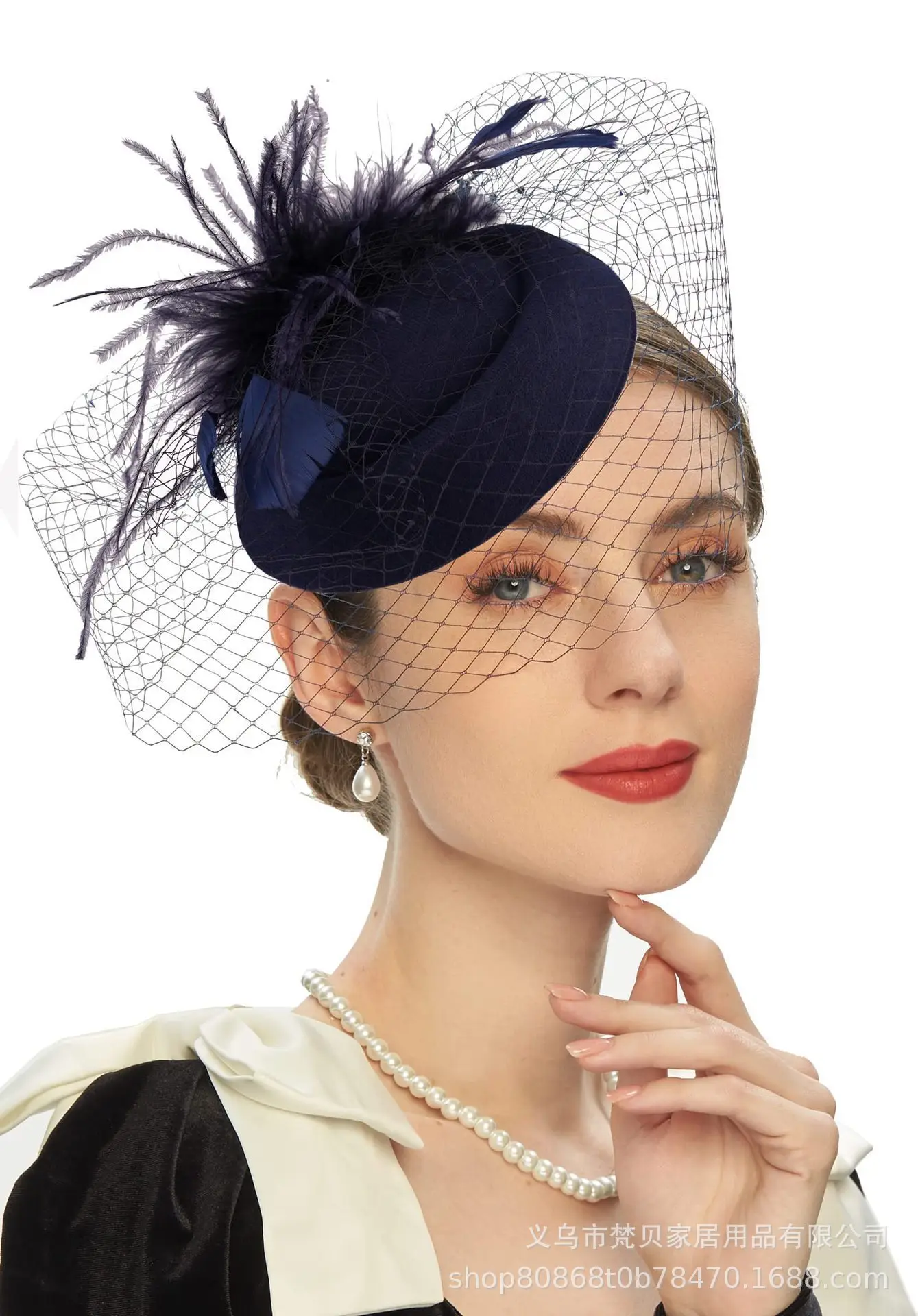 Orange Feather Hair Ornament with Net Cover for Women - Image 8