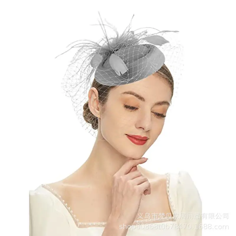 Orange Feather Hair Ornament with Net Cover for Women - Image 9