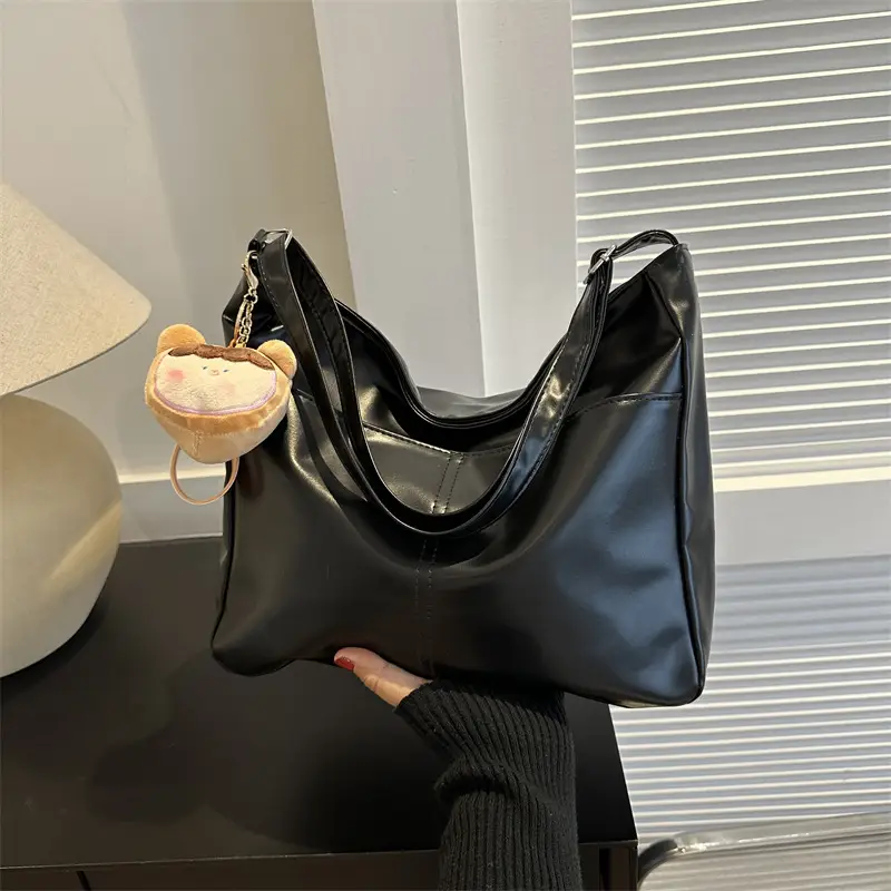 Korean Style Soft Leather Tote Bag Brown 2023 - Image 10