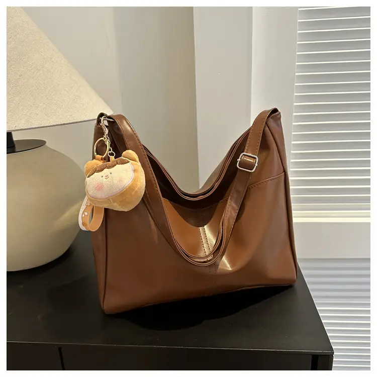 Korean Style Soft Leather Tote Bag Brown 2023 — feature 24