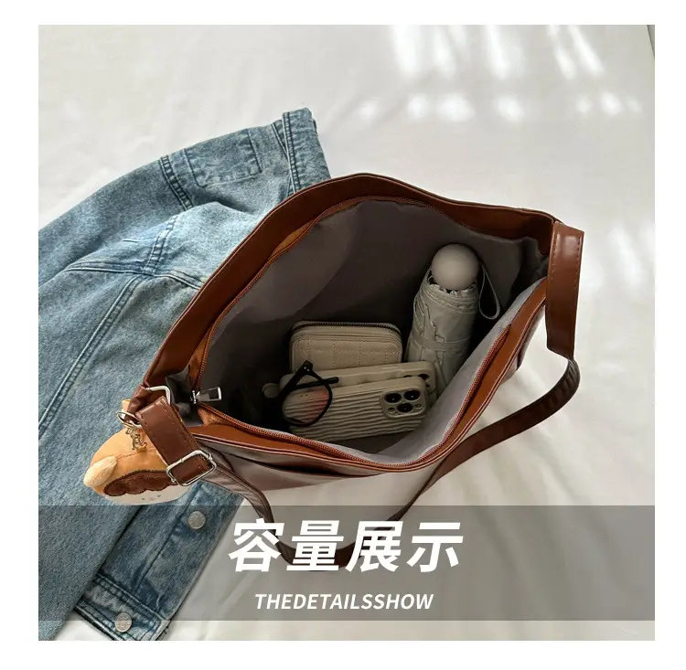 Korean Style Soft Leather Tote Bag Brown 2023 — feature 6
