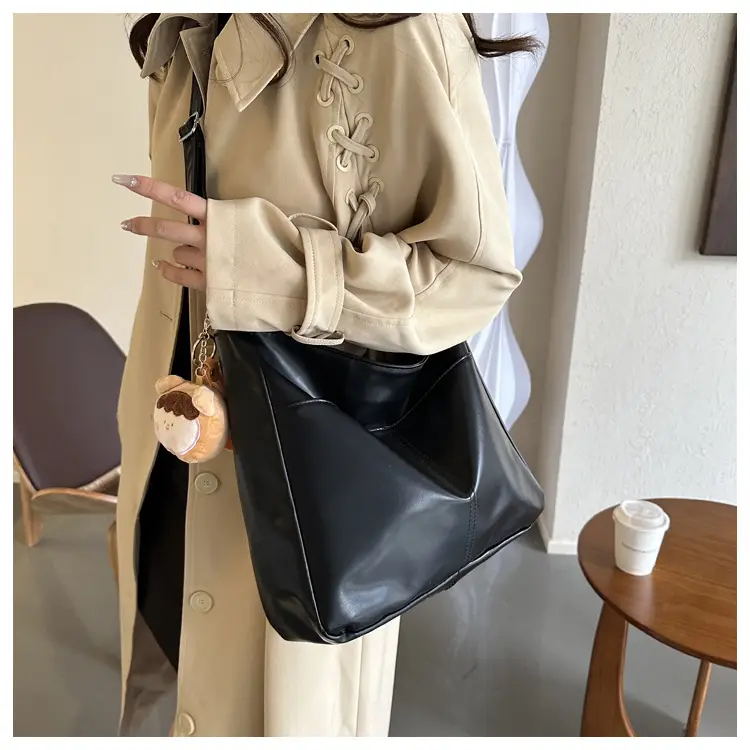 Korean Style Soft Leather Tote Bag Brown 2023 — feature 8