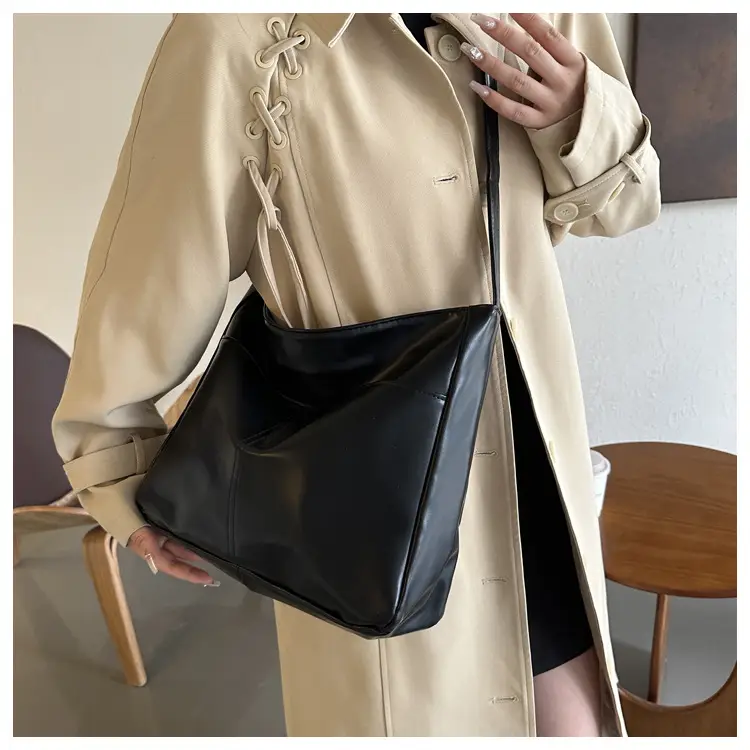 Korean Style Soft Leather Tote Bag Brown 2023 — feature 9