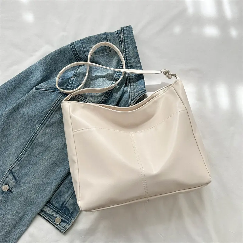 Korean Style Soft Leather Tote Bag Brown 2023 - Image 2