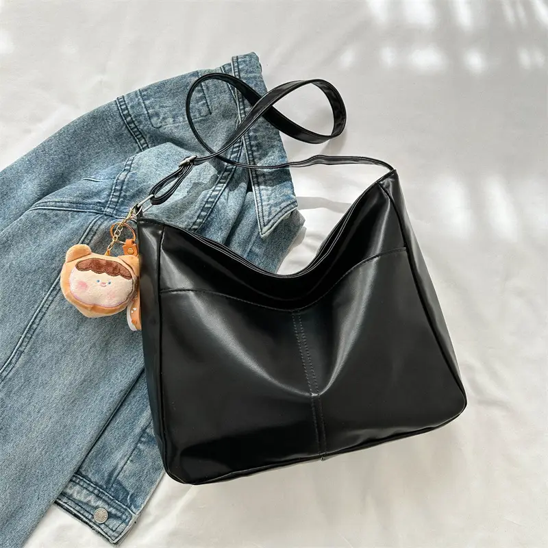 Korean Style Soft Leather Tote Bag Brown 2023 - Image 4