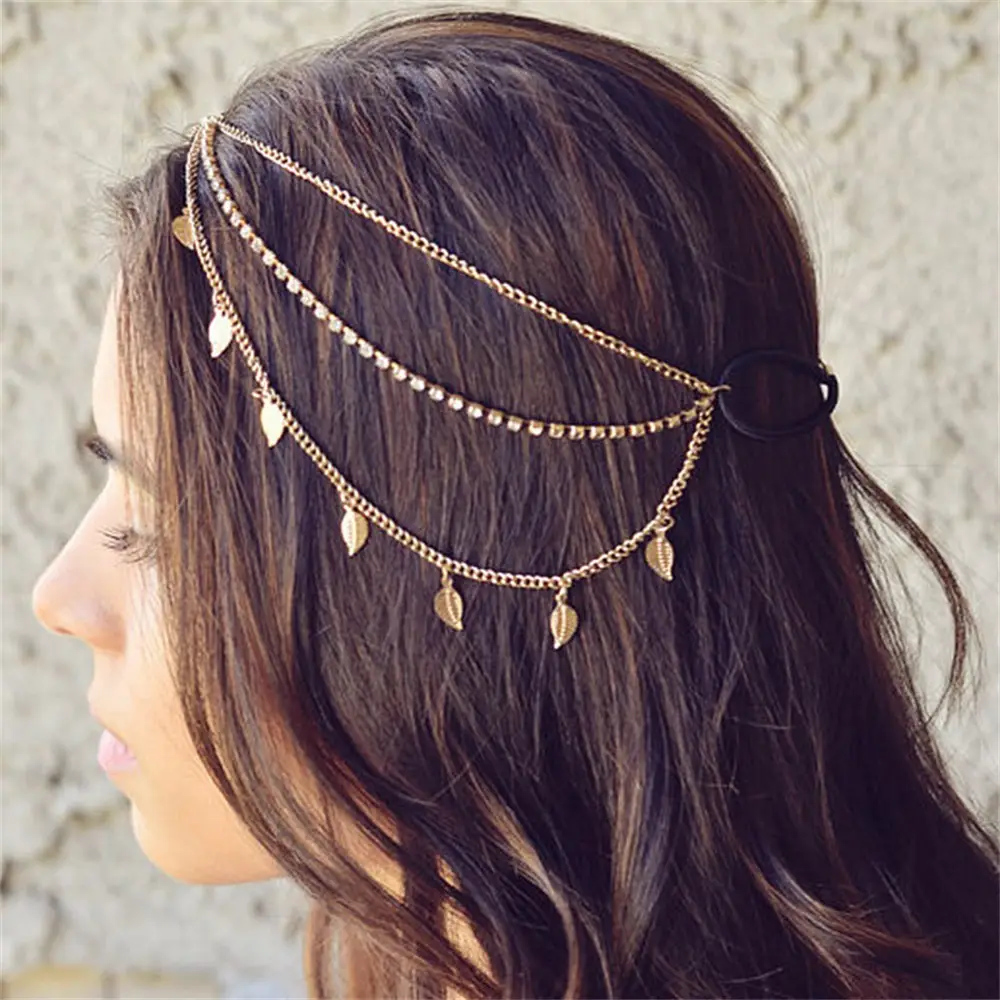 Golden Multi-Layer Tassel Hair Band for Women — feature 7